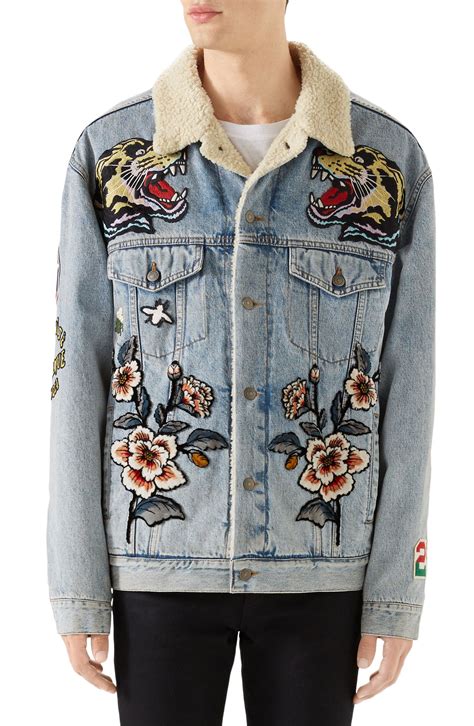 gucci fleece lined jean jacket|Gucci jean jacket women's.